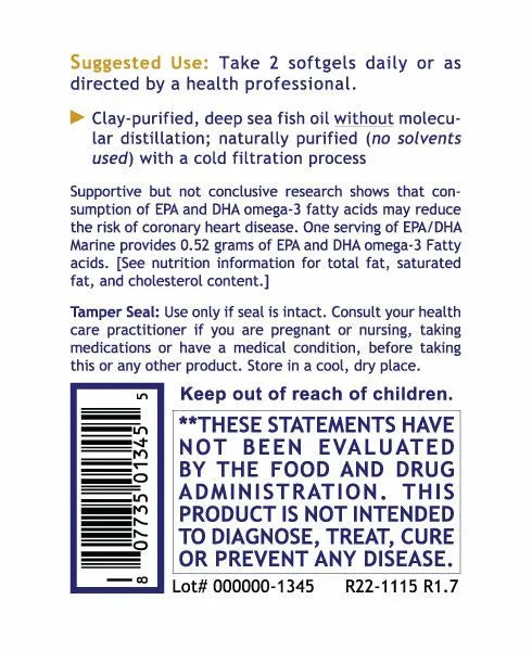Dosage of EPA/DHA Marine Softgels omega-3 supplement for brain and health joint
