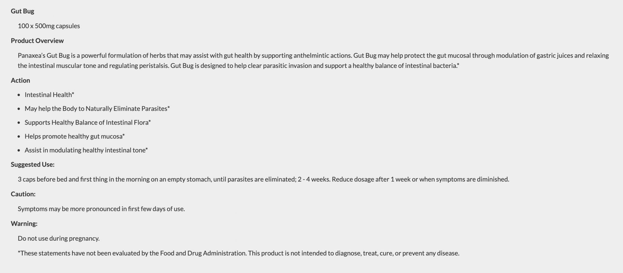 Gut Bug by Panaxea — Broad-Spectrum Herbal Antiparasitic for GI Health and Parasite Elimination