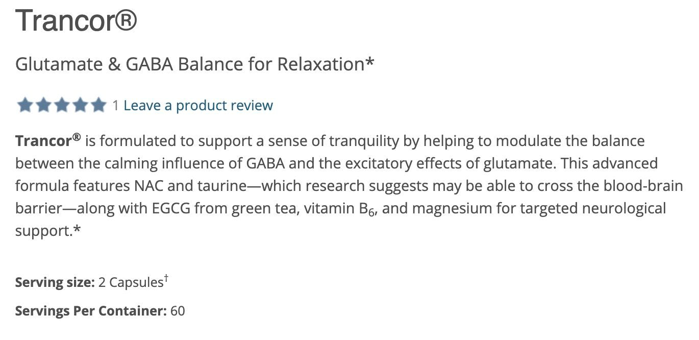 Capsules with magnesium, B6, NAC, and green tea extract for neurotransmitter support