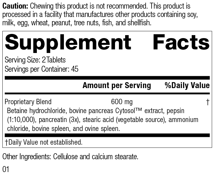 Zypan enzyme formula to support gastric pH, protein digestion, and GI health