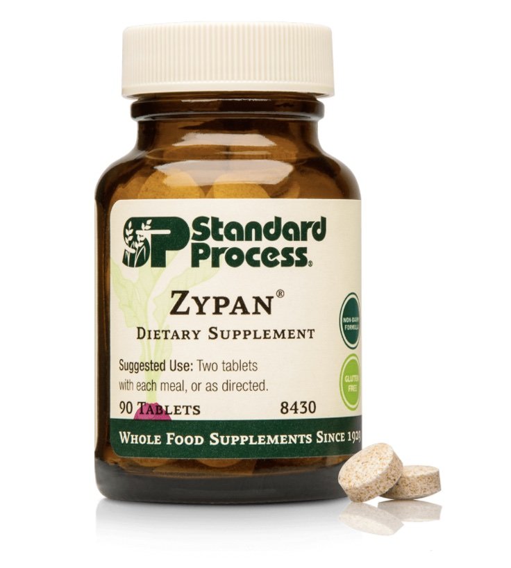 Zypan digestive enzyme supplement with pancreatin, pepsin, and betaine HCl for healthy digestion