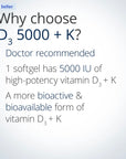Vitamin D3 + K2 Supplement by Metagenics for Bone, Heart, and Immune Health