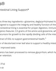 Powder supplement featuring 3.5g glutamine and botanical gut support ingredients for GI Health