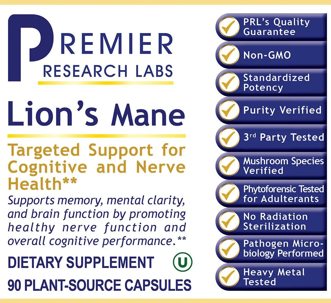 Premier Lion’s Mane supplement for cognition and nerve health