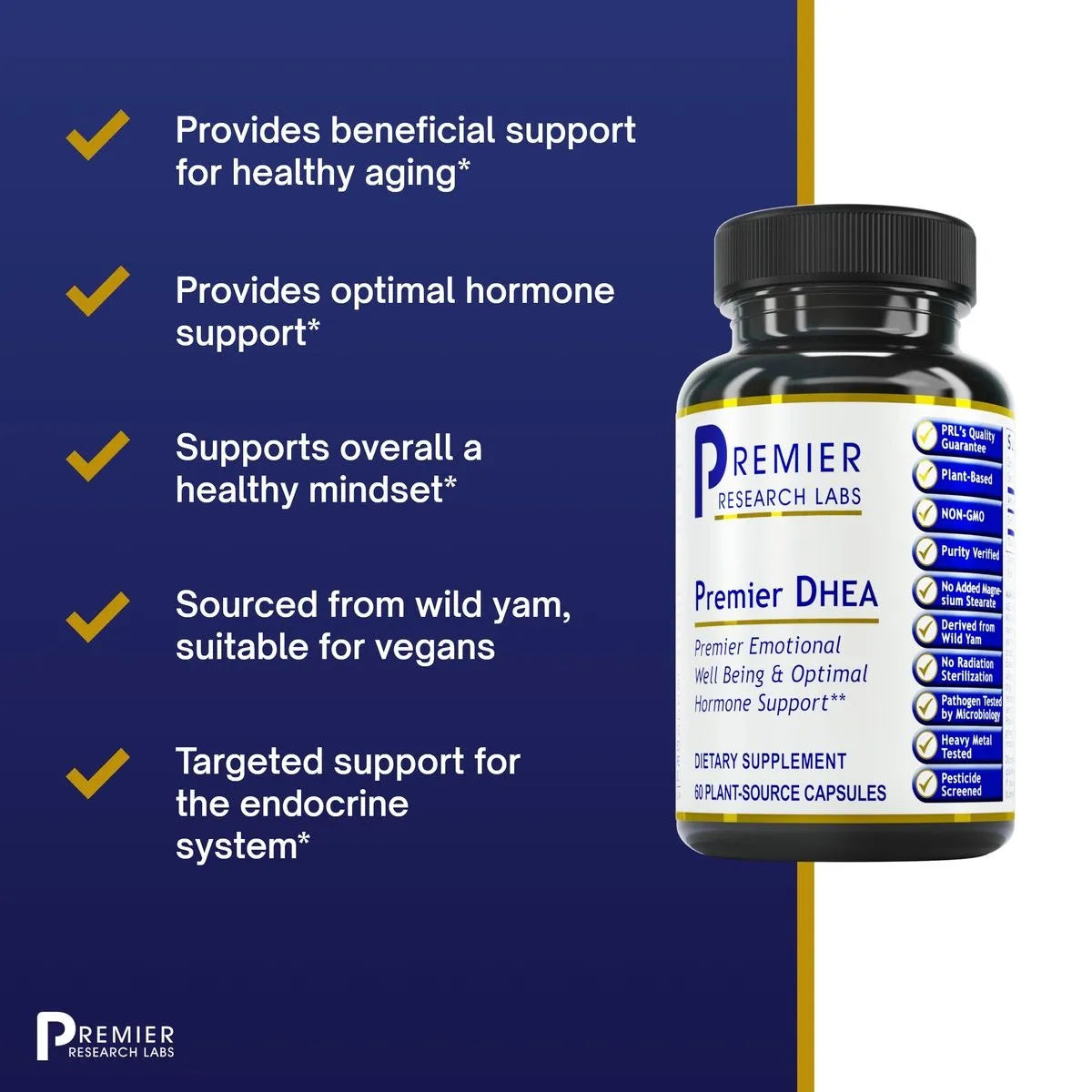Premier DHEA supplement for hormonal support, mood balance, and healthy aging