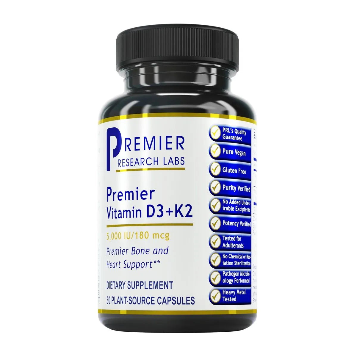 Bottle of Vitamin D3 and K2 for Bone, Heart, and Immune Health